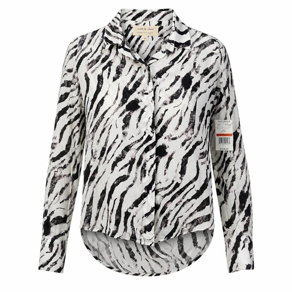 Cloth & Stone Top Womens XS Zebra Print Boho